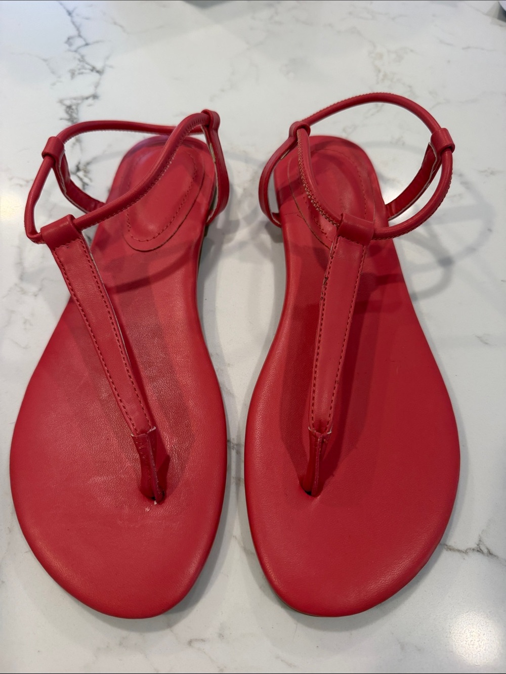 Nina Red Flat T-Strap Sandals